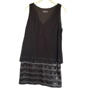 Waverly Grey black silk sequin bottom dress size 8 sleeveless